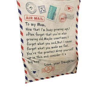Air Mail Letter To My Mom Blanket From Daughter Gift for Mom Size 60"x80" New